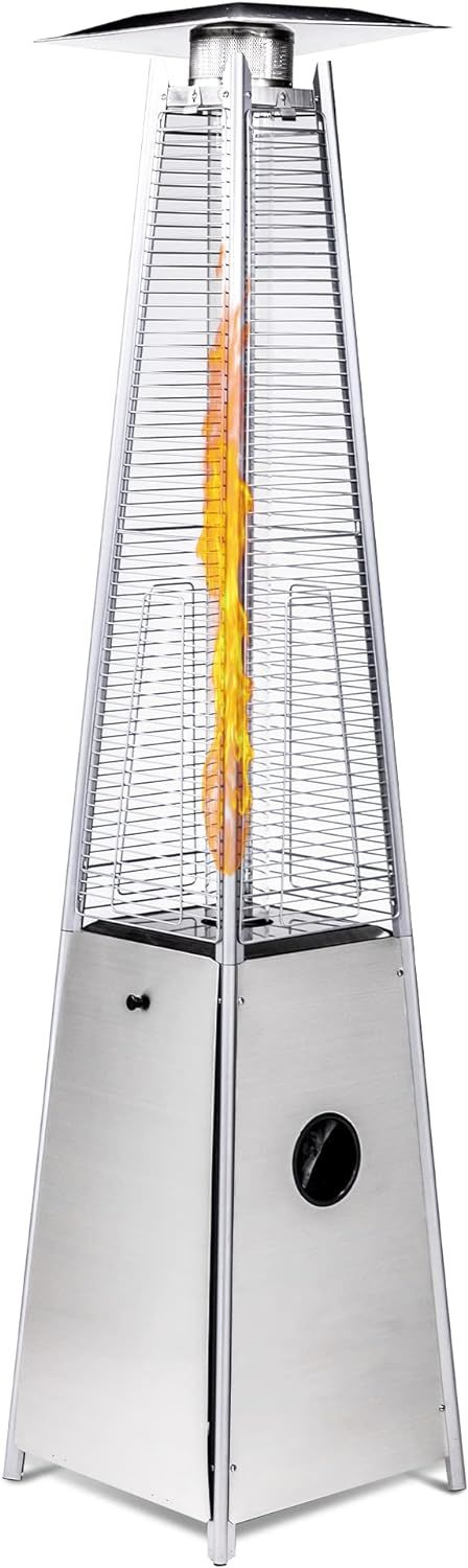LEGACY HEATING Delta X5 Pyramid Patio Heater, 40,000BTU Outdoor Patio Heater Doba Tower Silver